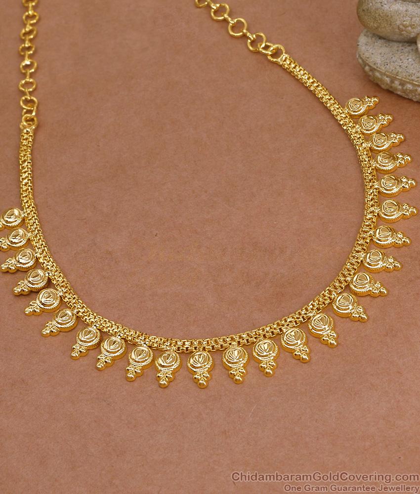 Light Weight 1 Gram Gold Necklace Mullaipoo Design NCKN4429