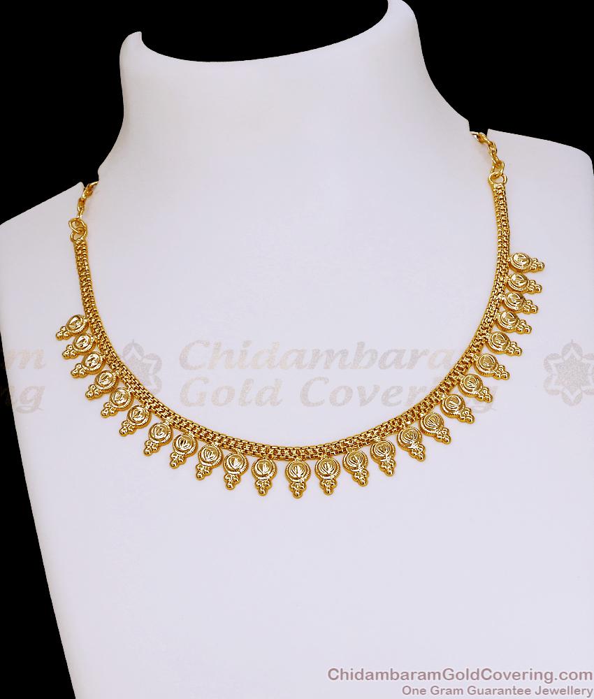 Light Weight 1 Gram Gold Necklace Mullaipoo Design NCKN4429