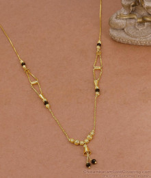 Regular Wear Black Beaded Gold Necklace Short Mangalsutra Designs NCKN4433