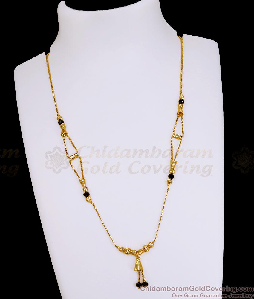 Regular Wear Black Beaded Gold Necklace Short Mangalsutra Designs NCKN4433