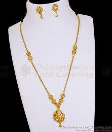 Trendy Micro Gold Plated Plain Necklace Earring Set For Women NCKN4434