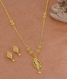 Elegant Gold Plated Leaf Pendant Necklace Set For Marriage Functions NCKN4436