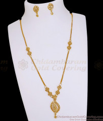 Elegant Gold Plated Leaf Pendant Necklace Set For Marriage Functions NCKN4436