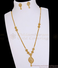 Elegant Gold Plated Leaf Pendant Necklace Set For Marriage Functions NCKN4436