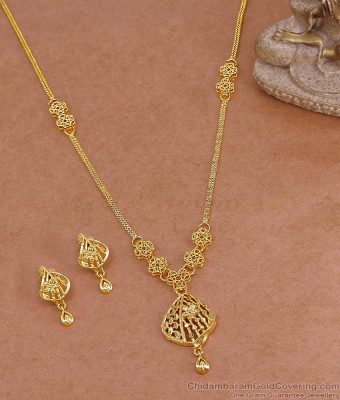 High Quality Gold Imitation Light Weight Necklace Floral Design With Earring NCKN4437