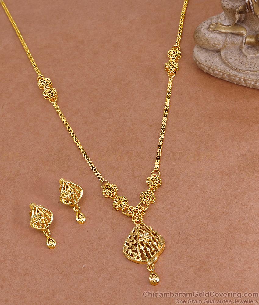 High Quality Gold Imitation Light Weight Necklace Floral Design With Earring NCKN4437