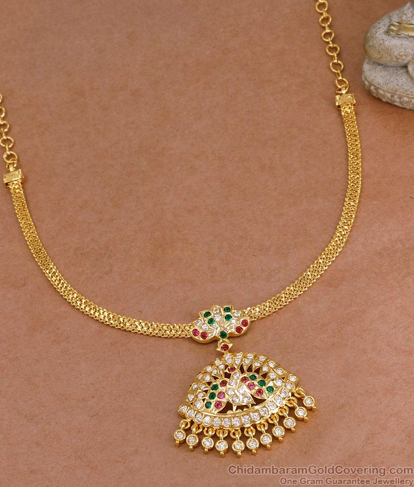 Trendy Peacock Design Impon Multistone Necklace For Women NCKN4438