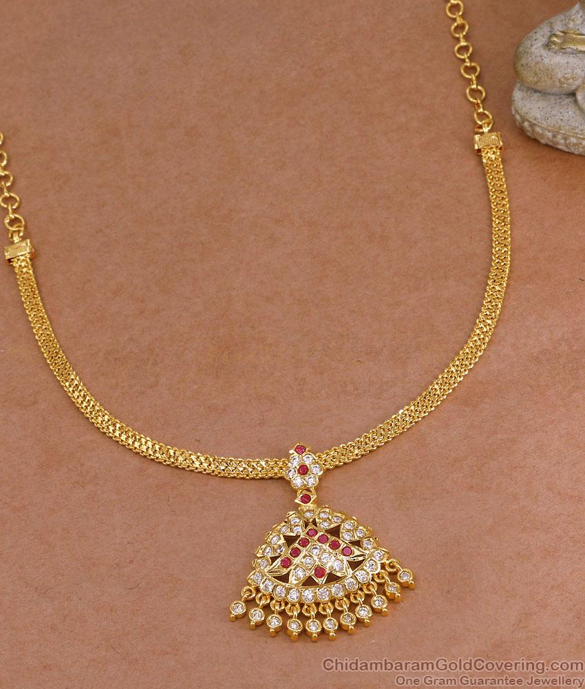 Light Weight Impon Stone Pendant Gold Attigai Design Online NCKN4439