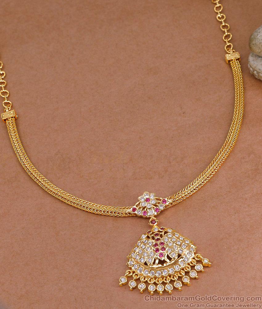 New Arrival Gold Imitation Chain Type Impon Attigai Peacock Design NCKN4443