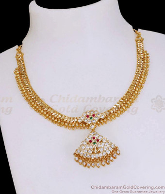 Kerala Bridal Wear Gold Beaded Impon Attigai For Women Wedding NCKN4446