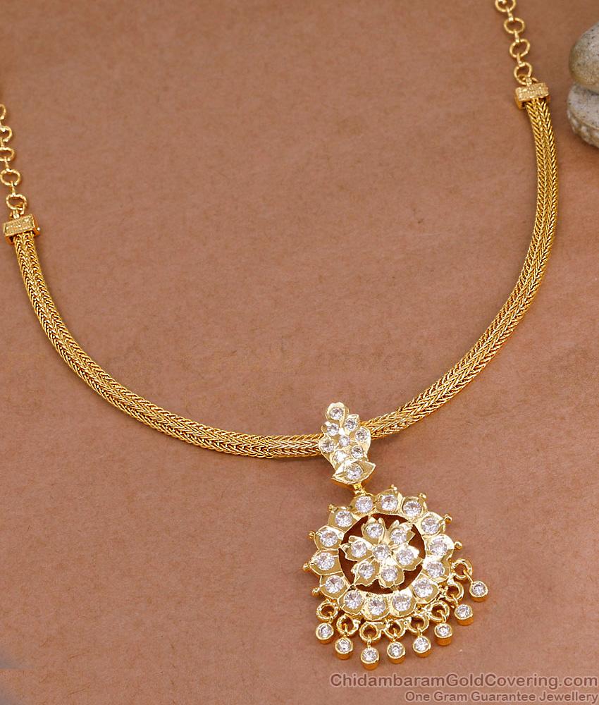 Beautiful Floral Design Impon White Stone Attigai At Affordable Price NCKN4447