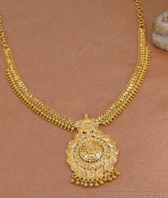 Bridal Wear Micro Gold Plated Mango Necklace Heart Chain Design NCKN4451