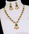 Beautiful Emerald Stone Diamond Necklace Set For Brides NCKN4452