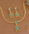 Modern Bridal Mint Green Crystal Necklace With Drop Earrings NCKN4453