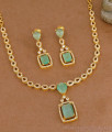 Modern Bridal Mint Green Crystal Necklace With Drop Earrings NCKN4453