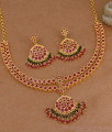 Stylish Ruby Stone Gold Imitation Bridal Necklace Set Shop Online NCKN4454
