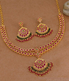 Stylish Ruby Stone Gold Imitation Bridal Necklace Set Shop Online NCKN4454