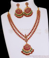 Stylish Ruby Stone Gold Imitation Bridal Necklace Set Shop Online NCKN4454