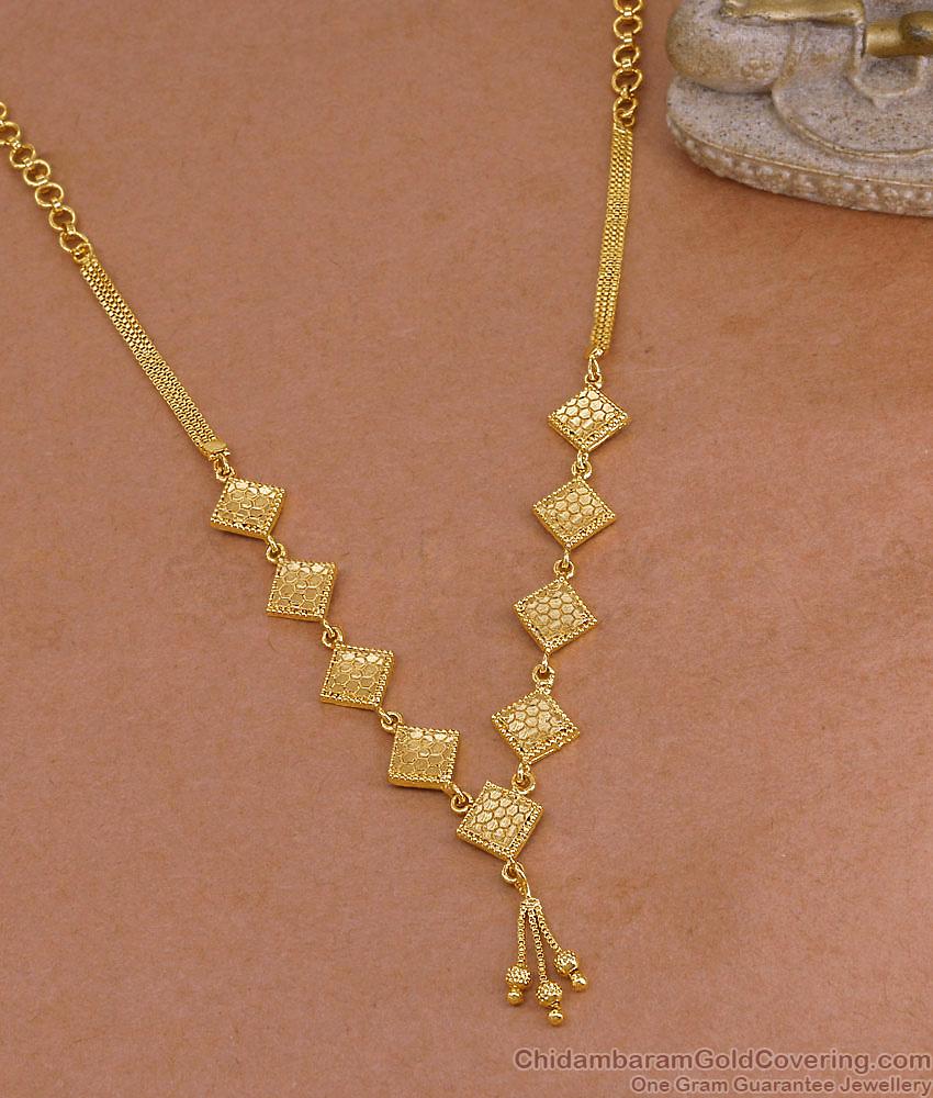 Light Weight 1 Gram Gold Necklace Geometric Design NCKN4456