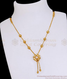 Trendy Floral Pendant Gold Imitation Necklace Online NCKN4459