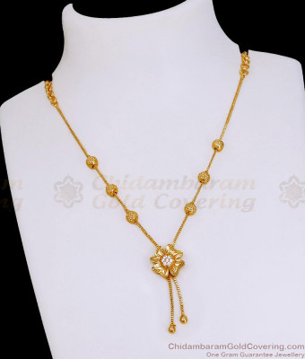 Trendy Floral Pendant Gold Imitation Necklace Online NCKN4459