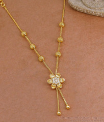 White Stone Gold Imitation Floral Gold Necklace Beads Design NCKN4460