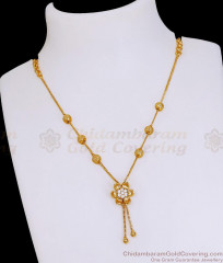 White Stone Gold Imitation Floral Gold Necklace Beads Design NCKN4460