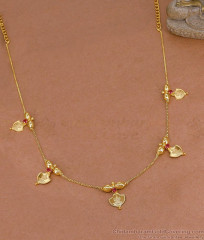 Traditional Lakshmi Leaf Gold Necklace With Ruby Stone NCKN4461