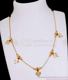 Traditional Lakshmi Leaf Gold Necklace With Ruby Stone NCKN4461