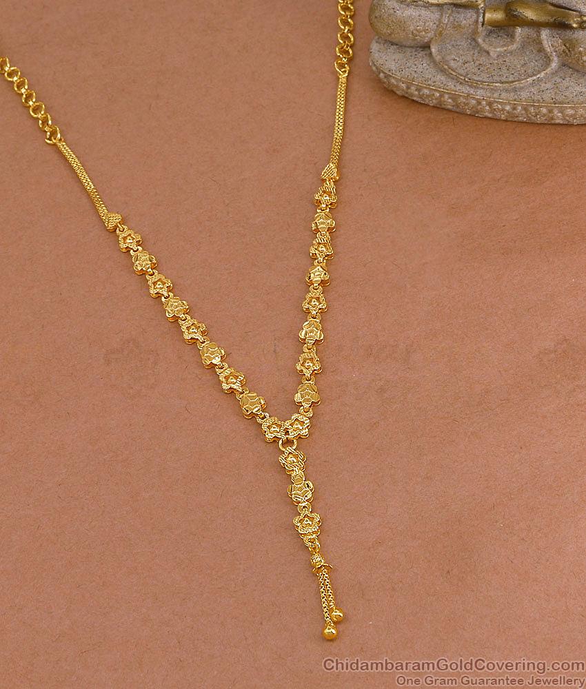 Party Wear Floral Charm Gold Imitation Necklace Online NCKN4462
