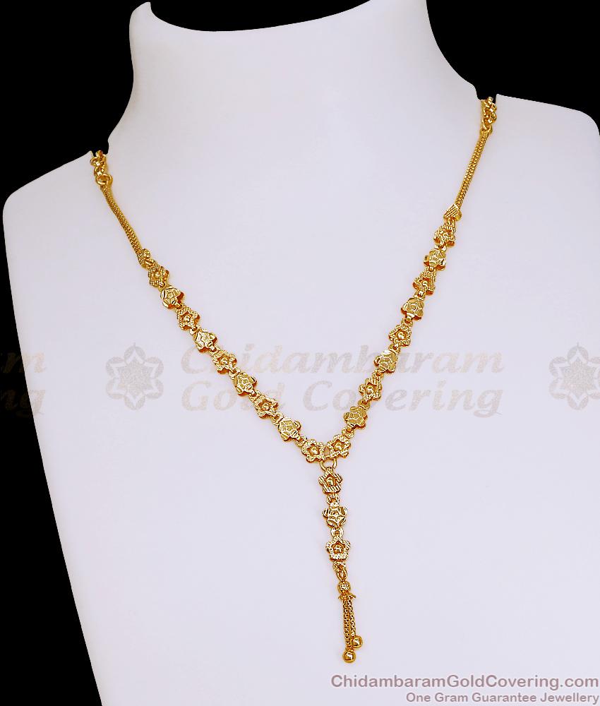 Party Wear Floral Charm Gold Imitation Necklace Online NCKN4462