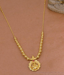 Elegant Gold Beaded Lakshmi Necklace With Ruby Stone NCKN4464