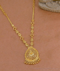 Bridal Wear One Gram Gold Flower Necklace Without Stone NCKN4465