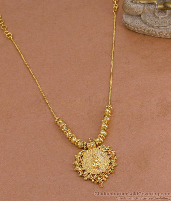 Plain Micro Gold Plated Lakshmi Pendant Necklace Milagu Mani Design NCKN4466