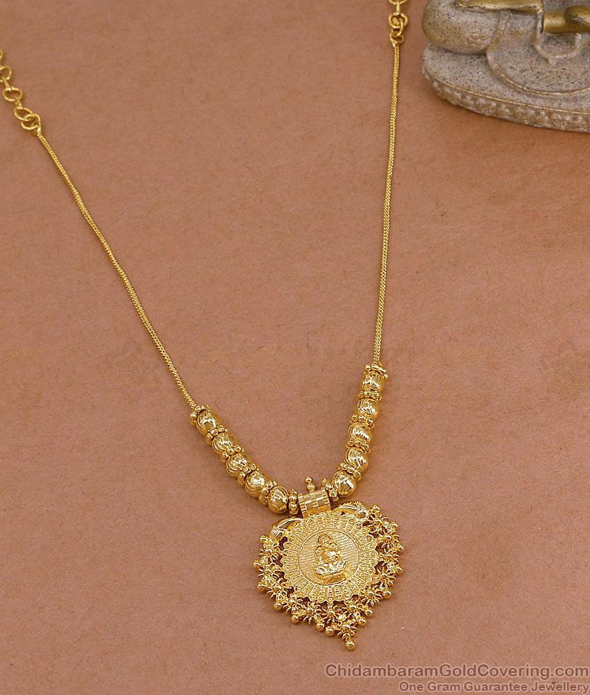 Plain Micro Gold Plated Lakshmi Pendant Necklace Milagu Mani Design NCKN4466