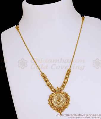 Plain Micro Gold Plated Lakshmi Pendant Necklace Milagu Mani Design NCKN4466