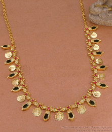 Green Palakka Stone Lakshmi Coin Gold Necklace For Women NCKN4468