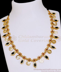Green Palakka Stone Lakshmi Coin Gold Necklace For Women NCKN4468