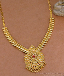 Traditional Mango Design Ruby Stone Gold Imitation Necklace Shop Online NCKN4478