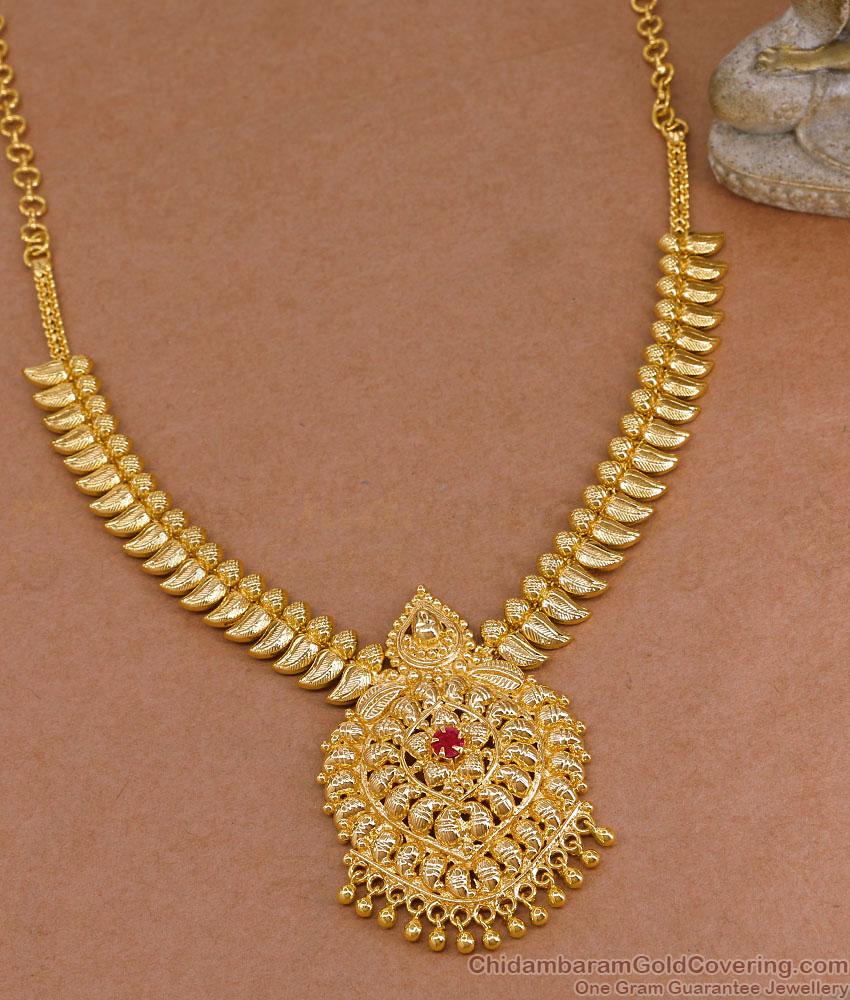 Traditional Mango Design Ruby Stone Gold Imitation Necklace Shop Online NCKN4478 Traditional Mango Design Ruby Stone Gold Imitation Necklace Shop Online NCKN4478