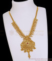 Single Ruby Stone One Gram Gold Necklace Mango Design For Wedding NCKN4479 Single Ruby Stone One Gram Gold Necklace Mango Design For Wedding NCKN4479