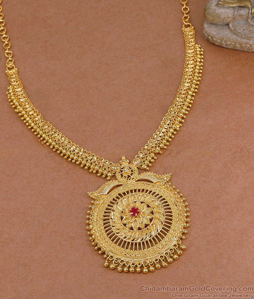 Premium Quality Micro Gold Plated Mullaipoo Necklace With Ruby Stone NCKN4480 Premium Quality Micro Gold Plated Mullaipoo Necklace With Ruby Stone NCKN4480