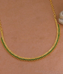 Bridal Wear Green Emerald Ad Stone Mullai Mottu Gold Necklace Shop Online NCKN4481 Bridal Wear Green Emerald Ad Stone Mullai Mottu Gold Necklace Shop Online NCKN4481