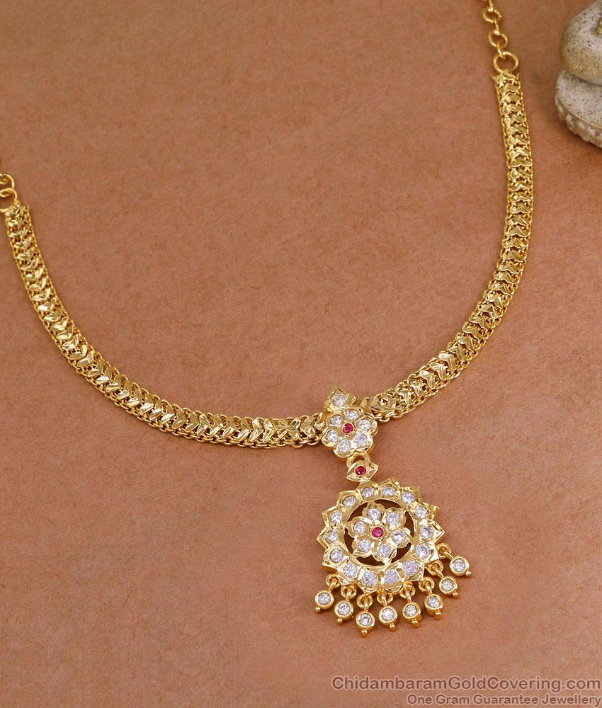 Latest Impon Attigai With Floral Pendant Design For Women NCKN4485 Latest Impon Attigai With Floral Pendant Design For Women NCKN4485