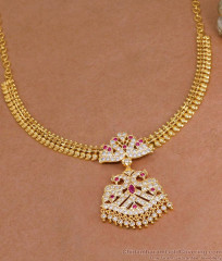 Classic Five Metal Peacock Design Mango Necklace For Wedding NCKN4489