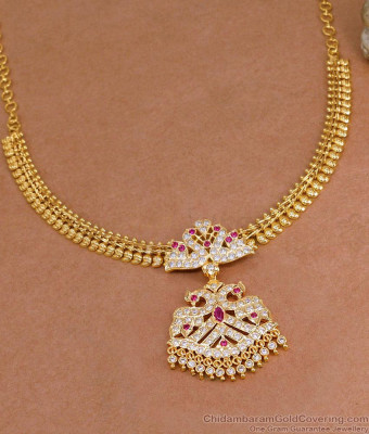 Classic Five Metal Peacock Design Mango Necklace For Wedding NCKN4489