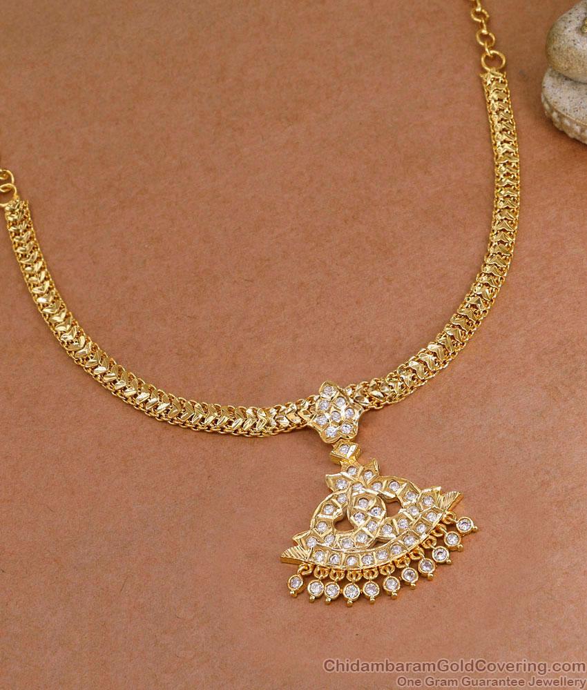 Traditional Impon White Stone Gold Attigai NCKN4492 Traditional Impon White Stone Gold Attigai NCKN4492