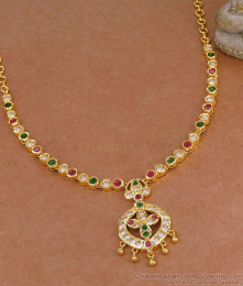 Grand Multi Color Stone Impon Attigai 5 Metal Bridal Jewelry NCKN4493