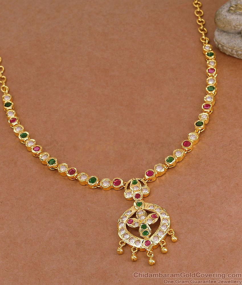 Grand Multi Color Stone Impon Attigai 5 Metal Bridal Jewelry NCKN4493 Grand Multi Color Stone Impon Attigai 5 Metal Bridal Jewelry NCKN4493