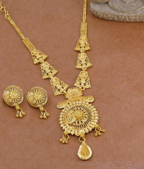 Stylish Two Gram Gold Necklace With Earring For Brides NCKN4495